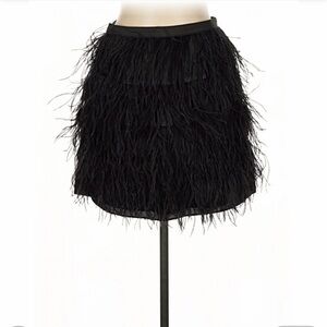 Elegant Cynthia Rowley Black Feathered Skirt